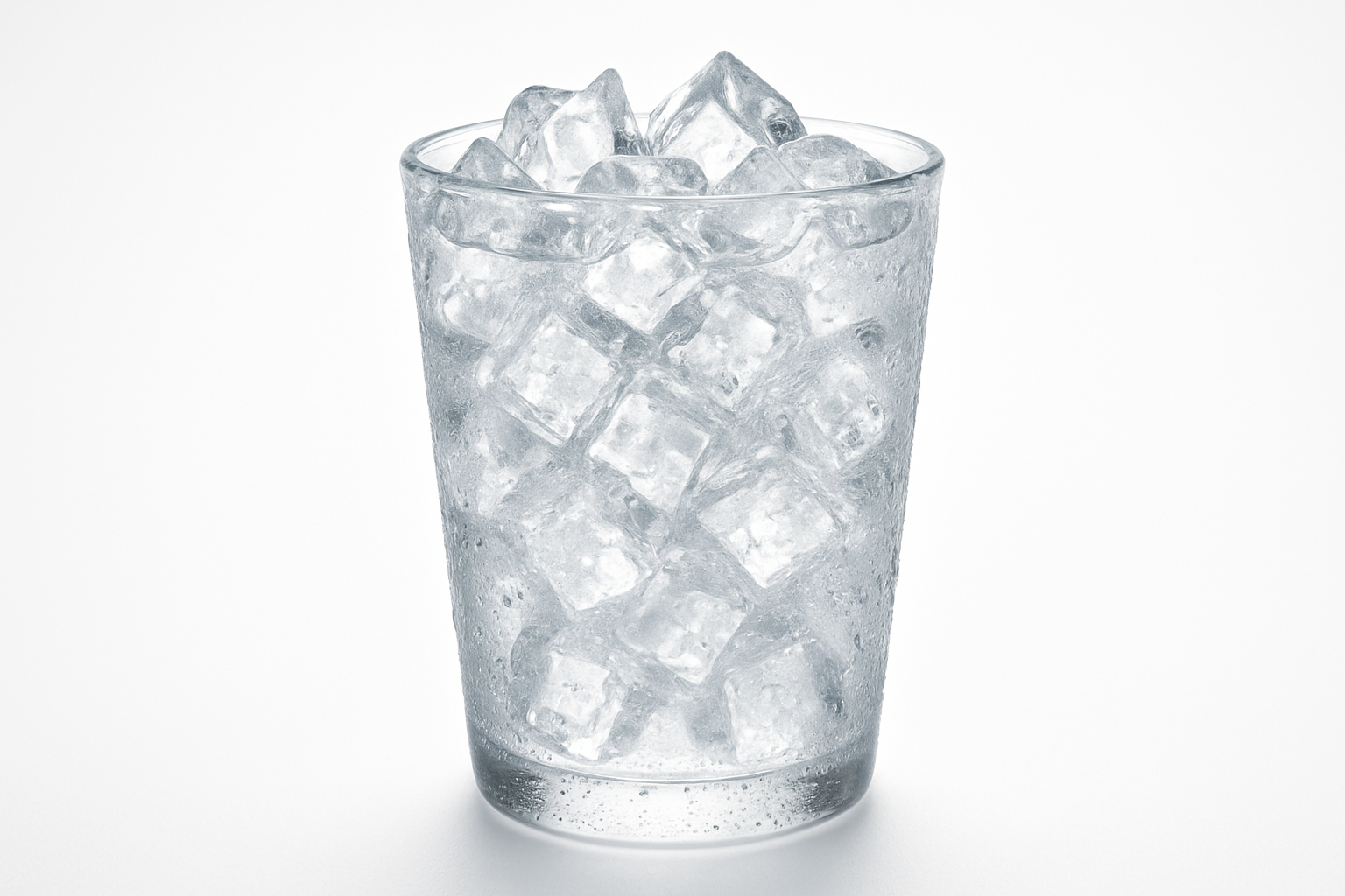 a cup of ice looking large and thirst quenching against a white background