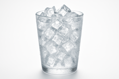 a cup of ice looking large and thirst quenching against a white background