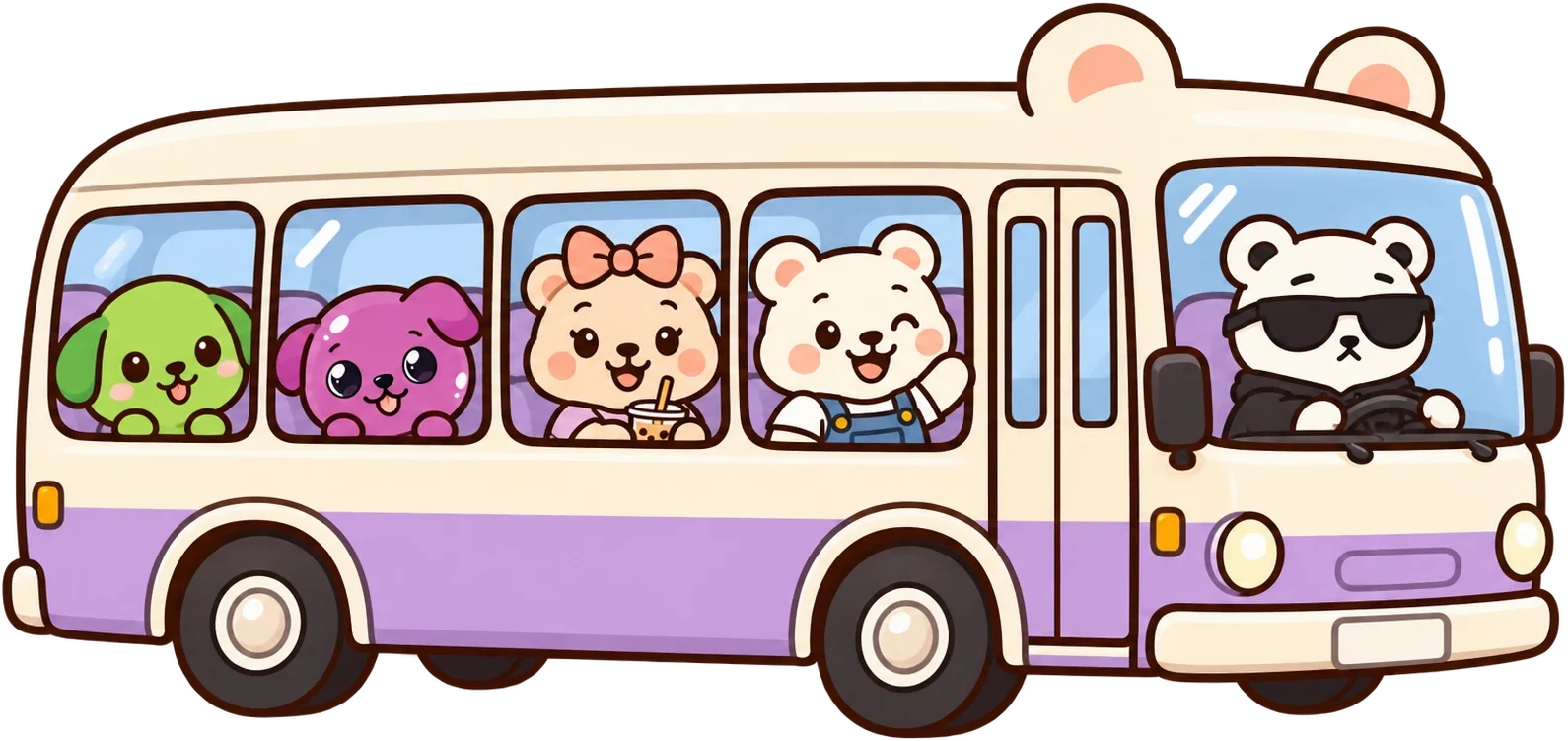 The Bear Bus taking the crew to the market
